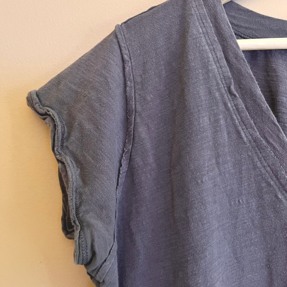 Umgee USA Charcoal Gray Tiered Babydoll V-Neck Cotton Peasant Boxy Top XL - Picture 3 of 7